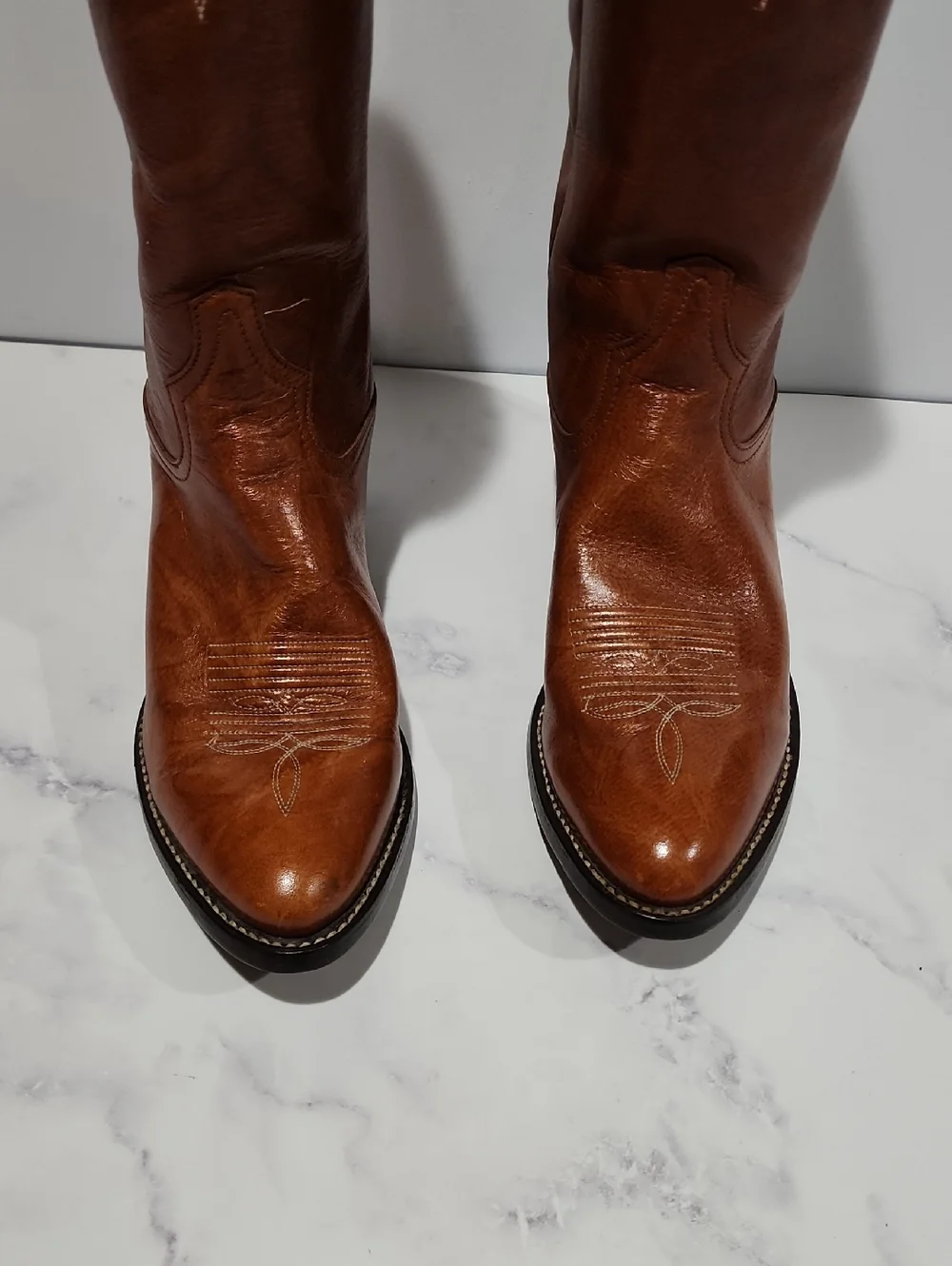 Tony Lama Brown Genuine  Leather Soles  Cowboy Boots